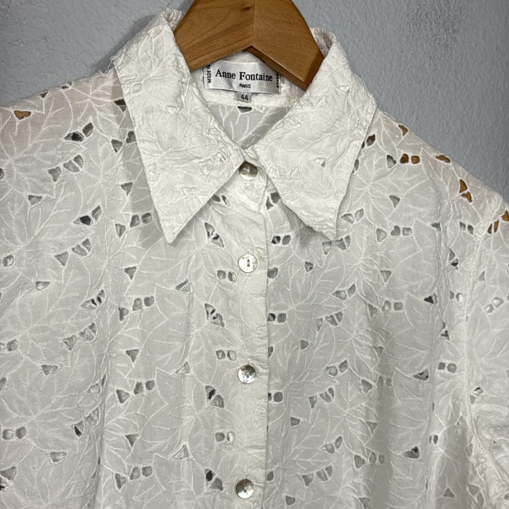 Anne‎ Fontaine Paris Eyelet Button Up Shirt